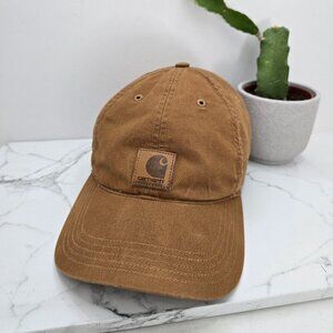 Carhartt | tan brown monochrome canvas work wear sporty adjustable baseball hat